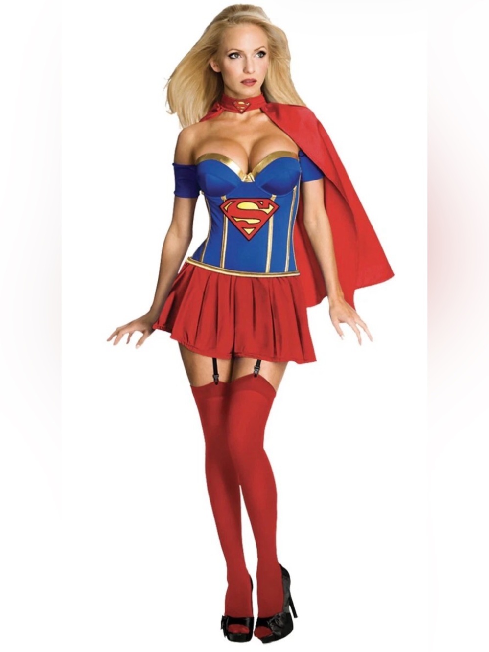 Women’s Superhero Corset Costume in Blue and Red